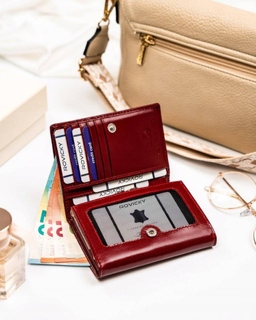 Klassische Damen Geldbörse aus Leder mit RFID-Schutz – Rovicky