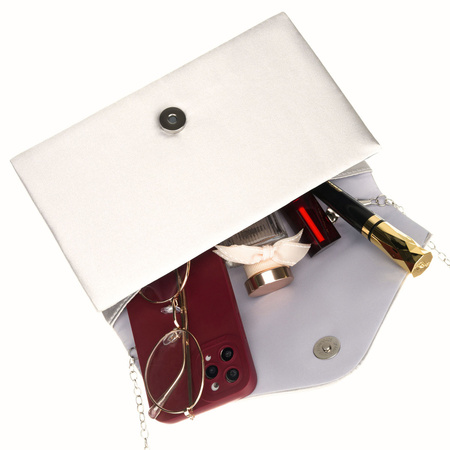 Weiße Damen-Clutch aus synthetischem Stoff mit Magnetverschluss – Rovicky