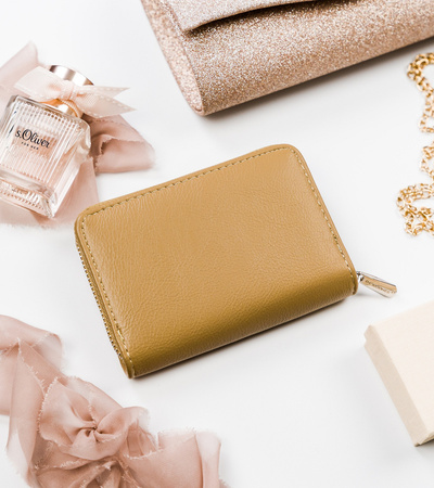 Praktische Damen Geldbörse aus glattem Öko-Leder mit Reißverschluss – David Jones