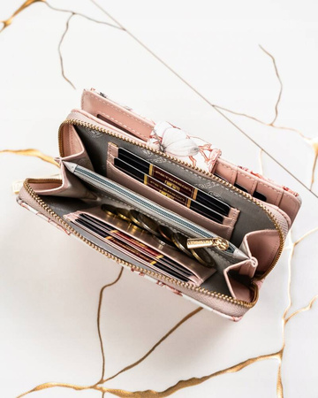 Große vertikale Damen Geldbörse aus Öko-Leder mit Blumenmuster – Peterson