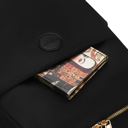 Städtischer Damen-Rucksack aus Nylon und Öko-Leder in Schwarz mit Reißverschluss – Peterson