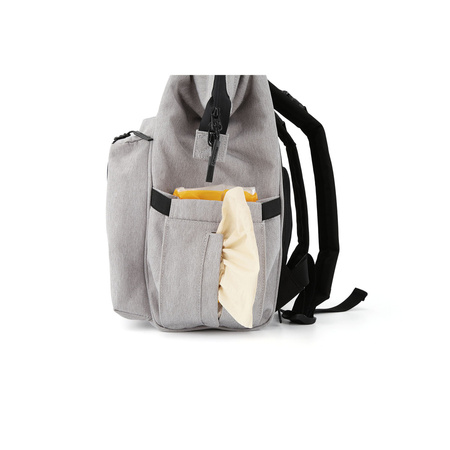 Grauer, geräumiger Damen Rucksack aus Polyester mit Reißverschluss – Himawari