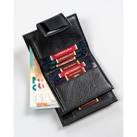 Kleine Damen Geldbörse schwarz-gold aus Leder mit RFID Schutz – Peterson