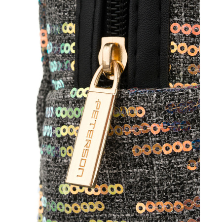 Schwarze Kosmetiktasche aus Polyester, verziert mit Pailletten, mit Reißverschluss – Peterson