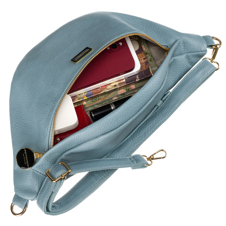 Modische sportliche blaue Damen Gürteltasche für Hüfte, Schulter oder Crossbody aus Öko-Leder – Peterson