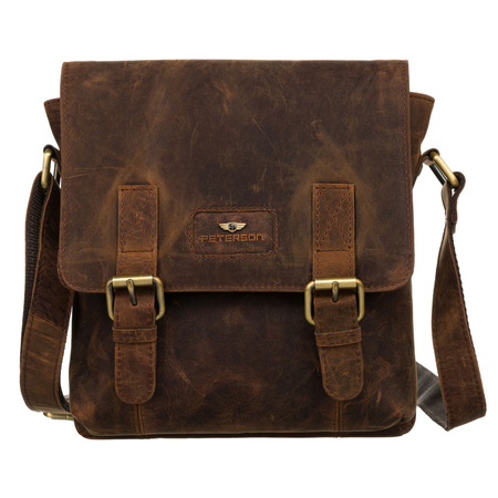 Klassische Herren Umhängetasche aus echtem Leder in Braun – Peterson