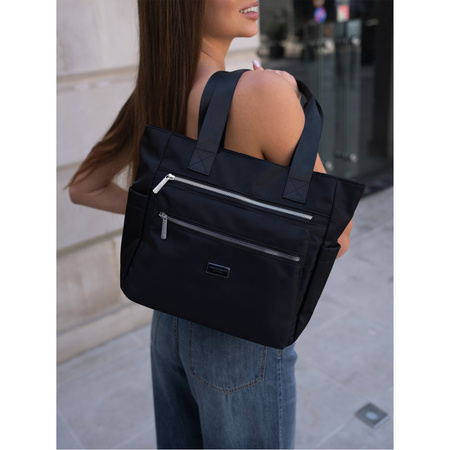 Große Nylon Damen Tasche in Schwarz mit bequemen Henkeln – Peterson