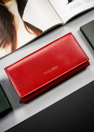 Damen Geldbörse aus Leder im Querformat mit Druckknopf – 4U Cavaldi