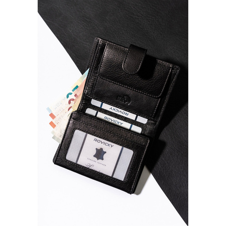 Herren Geldbörse aus Leder mit Druckknopfverschluss – Rovicky