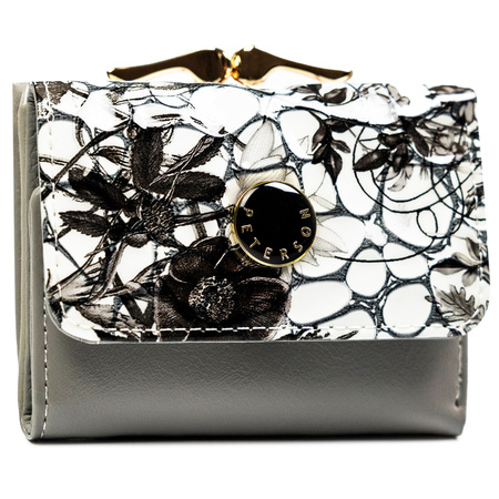 Kleine Damen-Geldbörse aus Naturleder in dominierendem Schwarz – Peterson