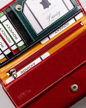 Große Damen Geldbörse aus Leder mit Druckknopf – Rovicky