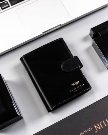 Herren Geldbörse aus Leder mit Druckknopf – Peterson