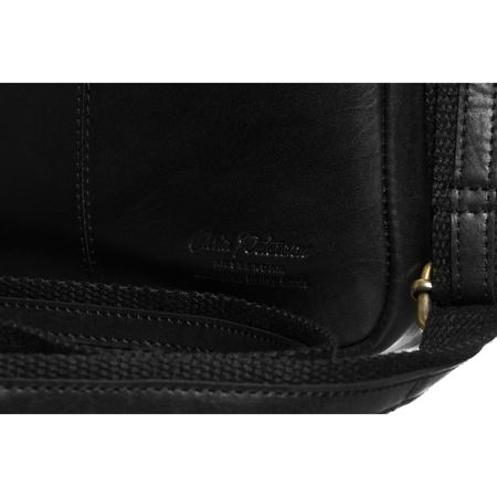 Herren-Umhängetasche aus Naturleder in Schwarz, mit Reißverschluss und Magnetverschluss - Peterson