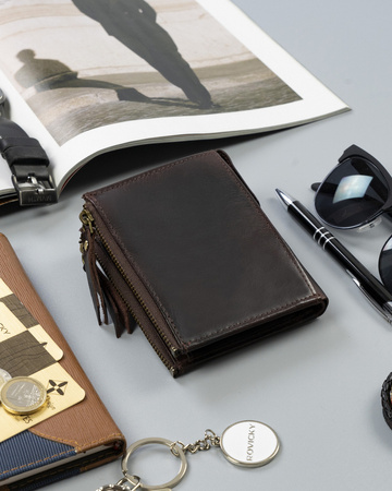 Große Retro Herren Geldbörse mit zwei Münzfächern – Rovicky