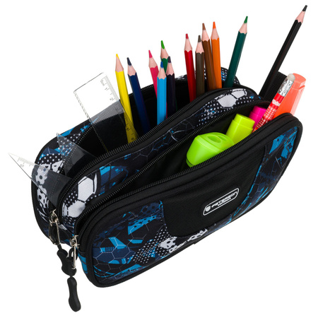 Zweifach-Schulmäppchen mit Fußballmuster – Peterson