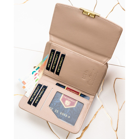 Beige Damen-Geldbörse aus Öko-Leder in Querformat – Peterson