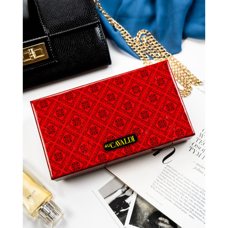 Damen Geldbörse groß schwarz aus lackiertem Echtleder – 4U Cavaldi