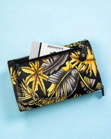 Damen Geldbörse mit Druckknopf aus echtem Leder – Rovicky