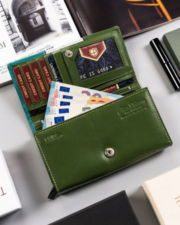 Damen Geldbörse aus Leder mit Druckknopf – Peterson