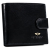 Schwarze, große Herren-Geldbörse aus echtem Leder mit Druckknopfverschluss - Peterson
