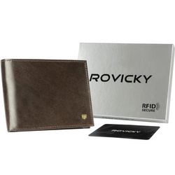Elegante Herren Geldbörse aus Leder in Braun mit RFID-Schutz – Rovicky