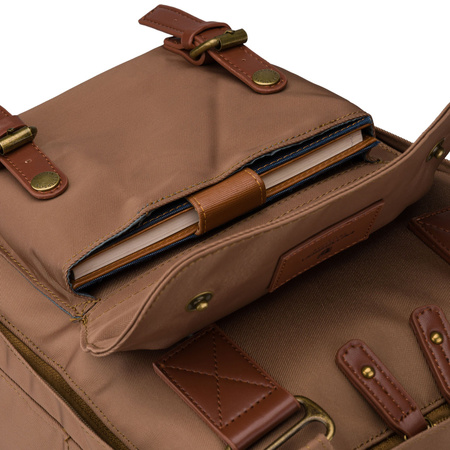 Damen-Rucksack aus Polyester und Öko-Leder in Braun, Ein-Kammer-Modell - Peterson