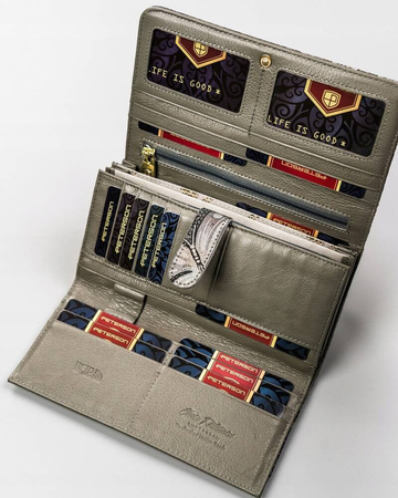 Große Damen Geldbörse aus Leder mit Druckknopf – Peterson