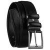 Schwarzer Herren-Gürtel aus Öko-Leder mit silberner, klassischer Schnalle