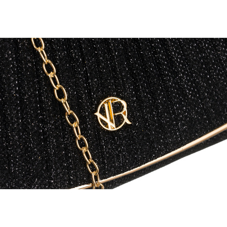 Elegante schwarze Damen Clutch mit Raffung aus Synthetik – Rovicky