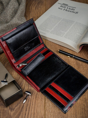 Faltbare vertikale Herren Geldbörse mit RFID aus Echtleder – Rovicky