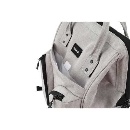 Grauer, geräumiger Damen Rucksack aus Polyester mit Reißverschluss – Himawari