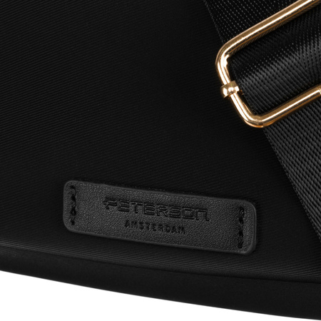 Schwarze Damen Umhängetasche aus Nylon mit Außentasche – Peterson
