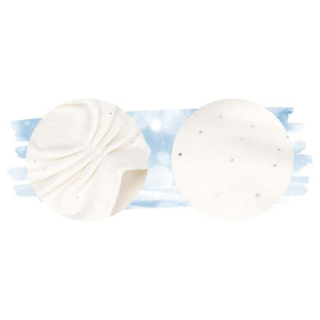 Weiße Damen Mütze mit Kristallen für den Winter – Peterson