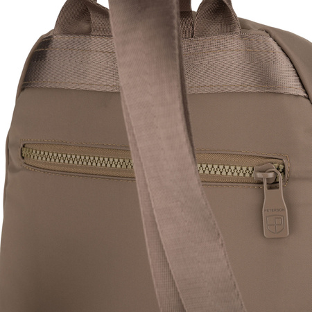 Beiger Damen-Rucksack aus Polyester, an verstellbaren Trägern hängend - Peterson