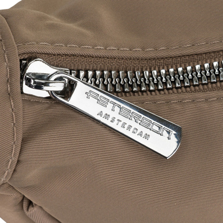 Dunkelbeige Damen-Umhängetasche aus Polyester, ein Hauptfach mit Außenfach – Peterson