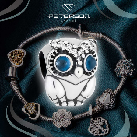 Silberner Charm Eule für Modulararmband – Peterson