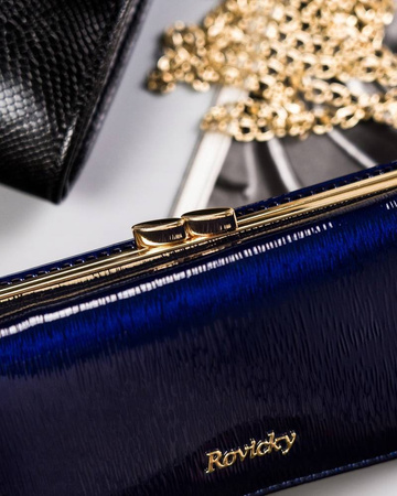 Damen Geldbörse aus Leder mit Bügel- und Druckknopfverschluss – Rovicky