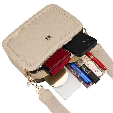 Städtische Damen-Handtasche mit Schultergurt in Beige aus Öko-Leder - Rovicky