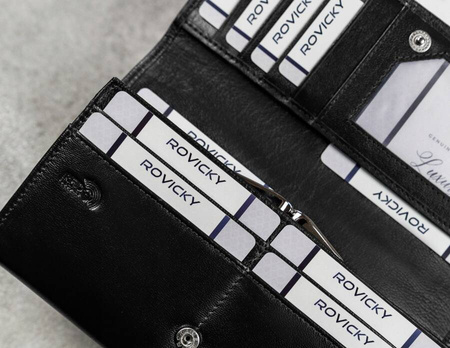 Damen Geldbörse aus Leder mit Druckknopf und RFID-Schutz – Cavaldi