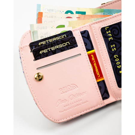 Kleine Damen Geldbörse aus Öko-Leder mit Blumenmuster – Peterson