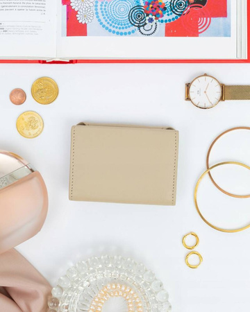 Kleiner Damen Geldbörse mit Druckknopf aus echtem Leder – Rovicky