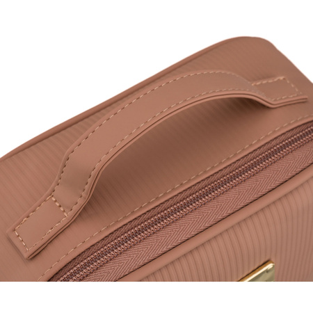 Ein-Kammer-Kosmetiktasche aus synthetischem Stoff in Beige mit praktischem Griff – Peterson