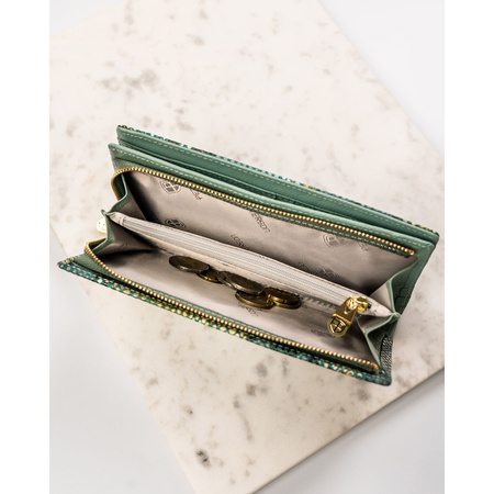 Vertikale Damen Geldbörse aus Leder mit Magnetverschluss und Schlangenleder-Prägung – Peterson