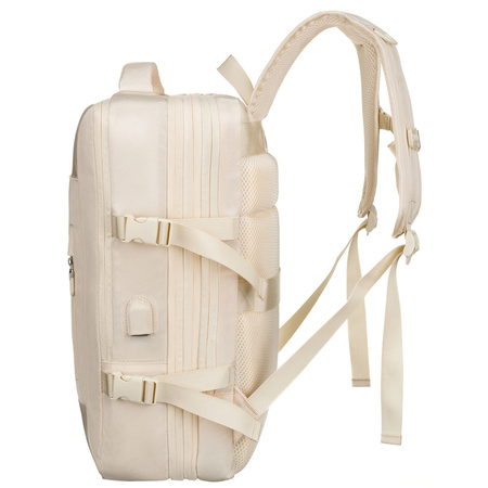 Praktischer Reise-Rucksack in Ecru, ausgestattet mit einem Netzfach und Kompressionsriemen – Peterson