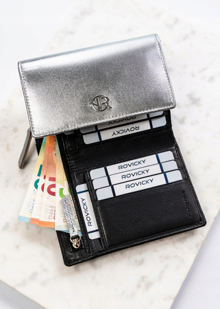 Damen Geldbörse aus echtem Leder mit Druckknopf – Rovicky