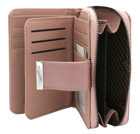 Damen Geldbörse aus einfarbigem Öko-Leder mit Druckknopf – Rovicky