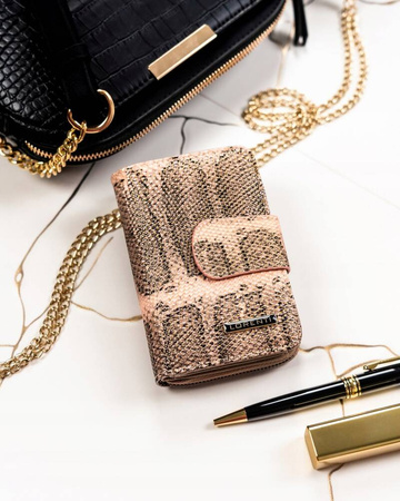 Damen Geldbörse aus Leder mit RFID-Schutz und Druckknopfverschluss – Lorenti