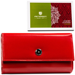 Elegante rote Damen Geldbörse mit Außentasche – Peterson