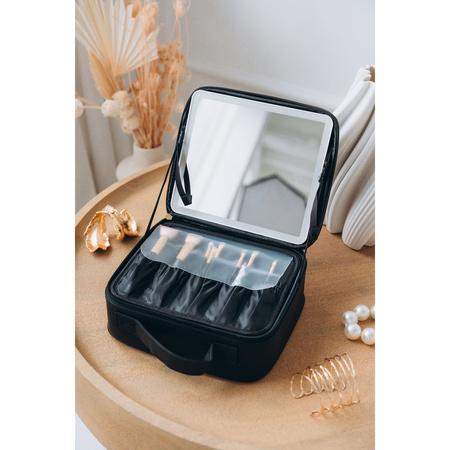 Schwarze Schmuckschatulle aus Öko-Leder, mit Reißverschluss – Peterson