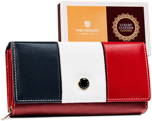 Große Damen Geldbörse aus Echtleder mit Druckknopfverschluss – Peterson